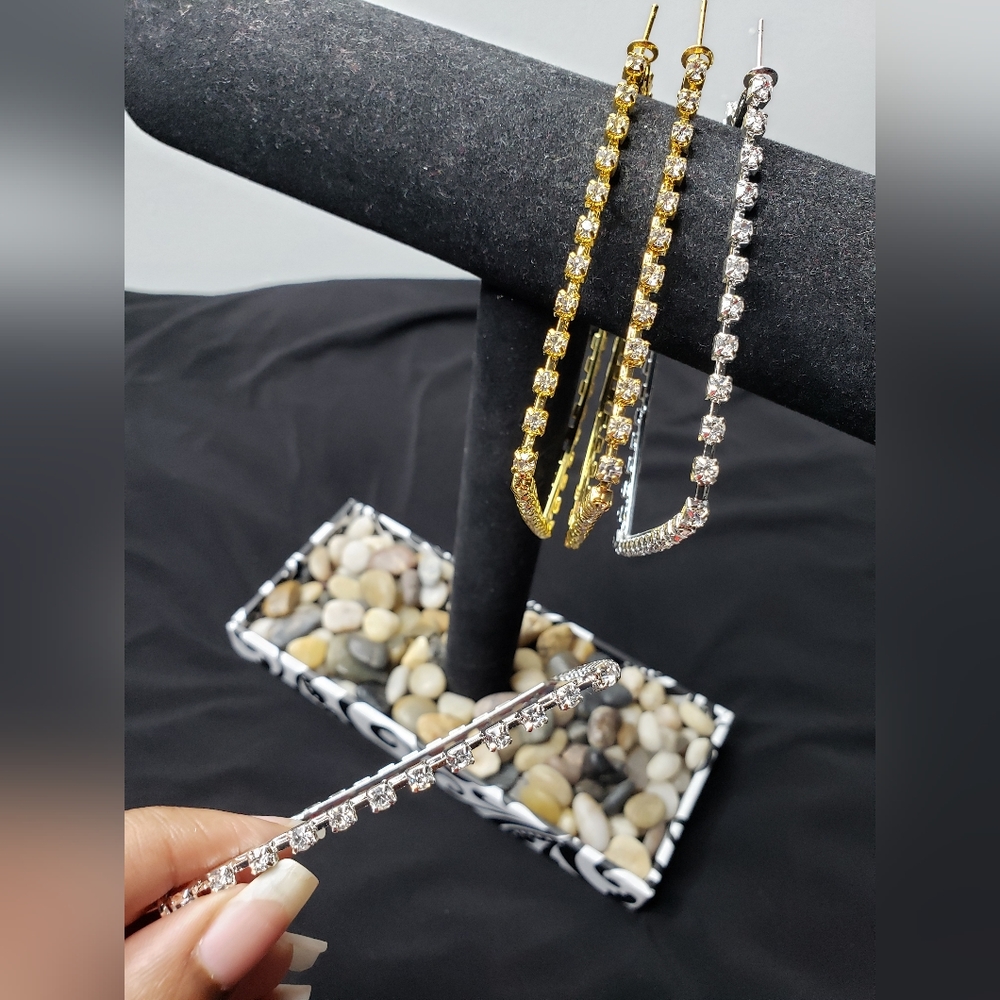 8cm gold Plated Square earrings